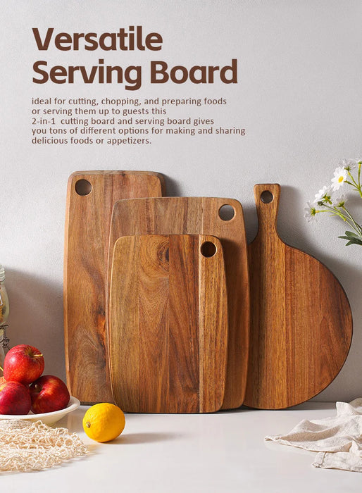 Acacia Wood Chopping & Charcuterie Board — Decorative Wooden Serving Board