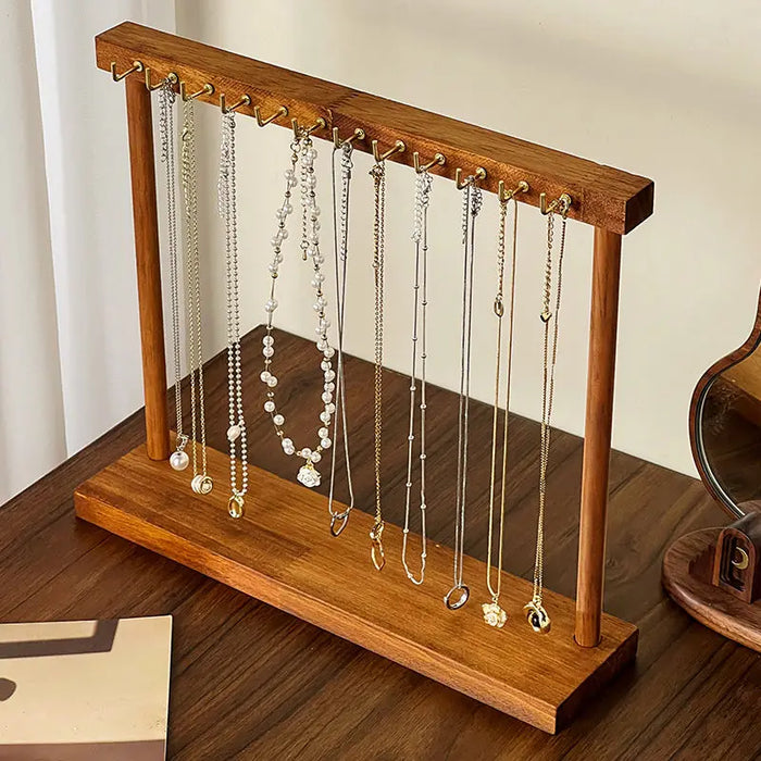 Solid Wood Jewellery Display Stand – Countertop Necklace & Bracelet Rack