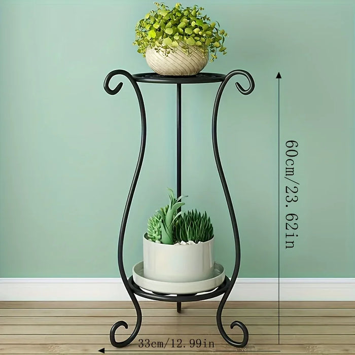 Double-Layer Metal Plant Stand — Multi-Layer Floor Display (1 pack)