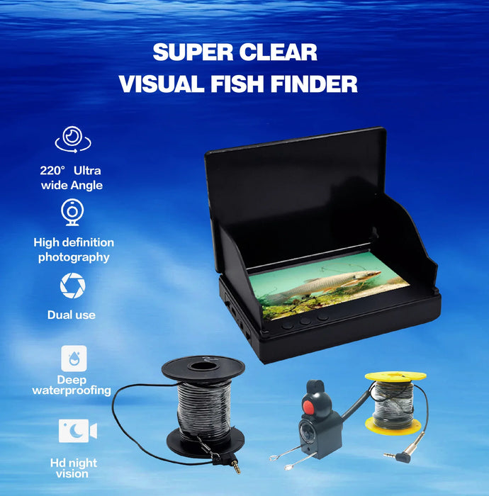 Portable 4.3-inch Fish Finder with 1080P Camera, 220° View & Night Vision