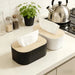 Bamboo & Solid Wood Tissue Box — Removable Napkin Holder, White or Black