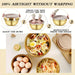 10-piece Gold Stainless Steel Mixing Bowl Set with Lids & Sharpener - Dishwasher-safe