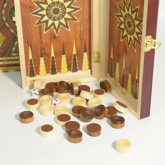 Folding Wooden Board Game — Chess, Checkers & Backgammon (29/39/49 cm)