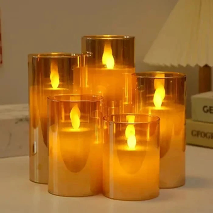 Set of 3 LED Flameless Candles with Remote Control — Flickering Décor Lights for Weddings & Parties