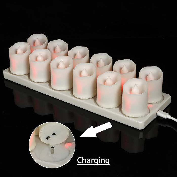 Rechargeable LED Tea Lights with Remote & Timer — Flameless Warm and Colour Modes