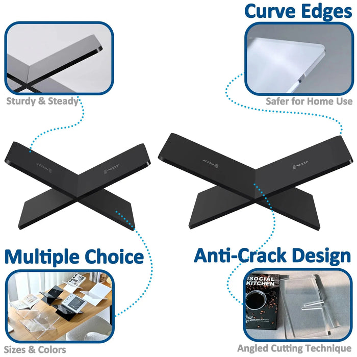 Acrylic Book Stand — Folding Display Holder for Cookbooks, Bibles & Texts (S/L, Black/White/Clear)
