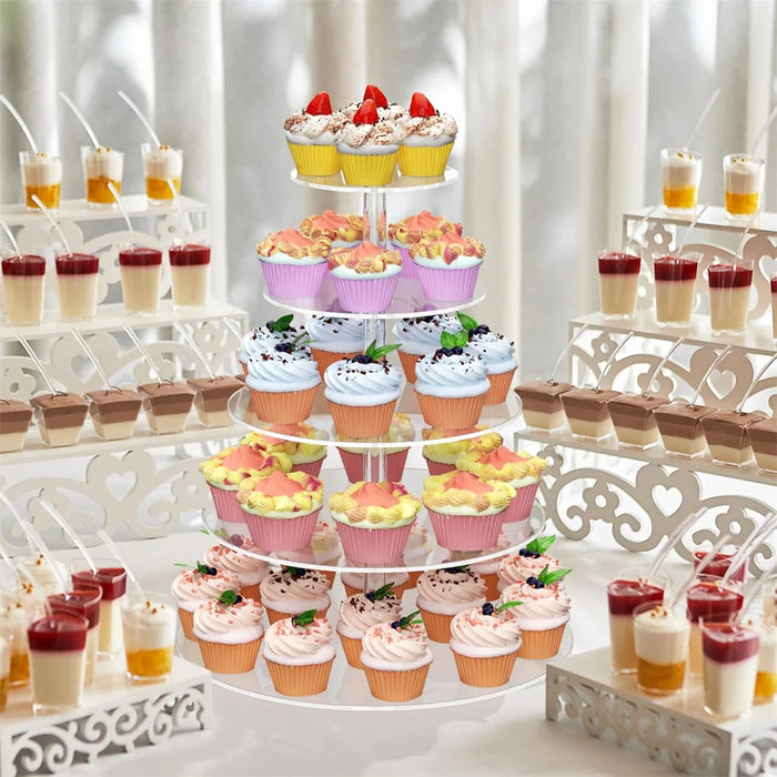 Clear Acrylic Round Cupcake Stand — 3/4/5 Tier Dessert Display