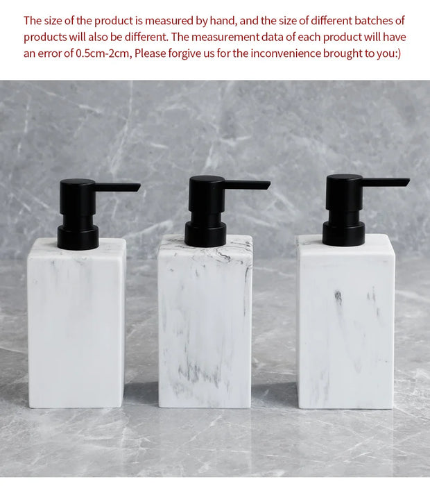 4-Piece Marble-Pattern Resin Bathroom Set — Lotion/Soap Dispenser, Toothbrush Holder, Tumbler & Tray (Black or White)