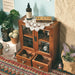 Nordic Solid Wood Retro Double-Door Display Cabinet — Desktop Storage for Cosmetics & Sundries