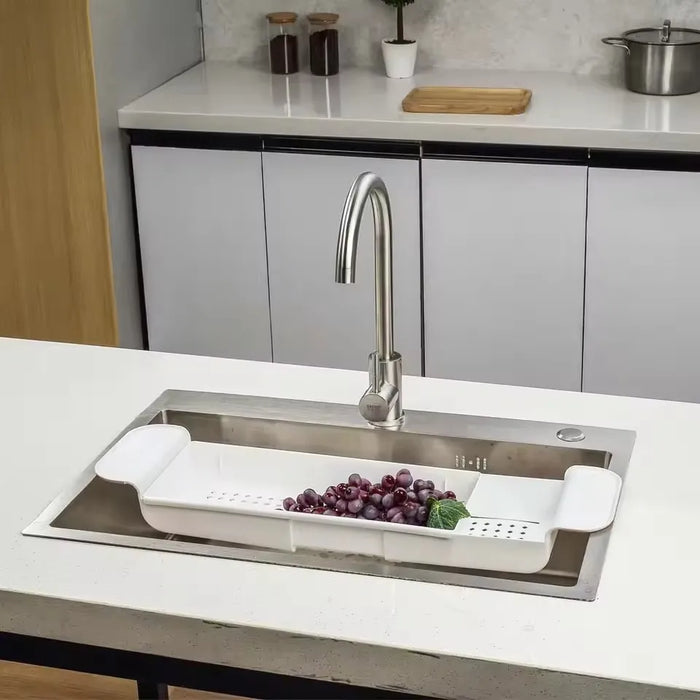 Extendable Bathtub Tray – Single‑Tier Corner Bathroom Shelf (Plastic)