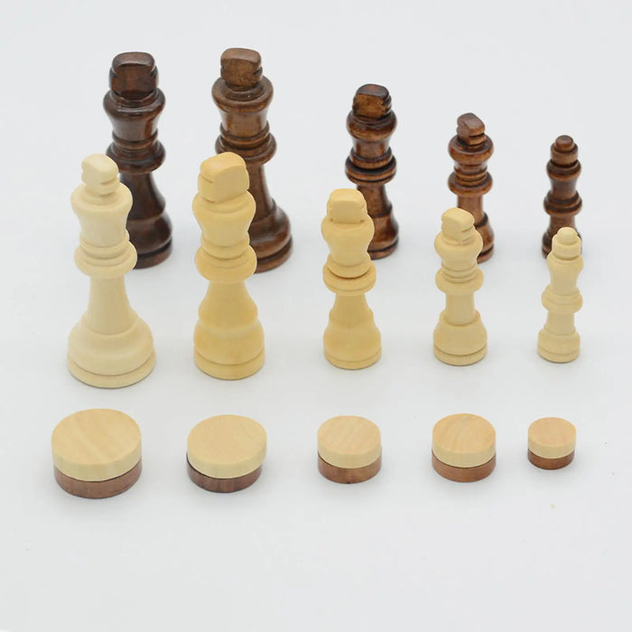 3-in-1 Folding Wooden Game Set — Chess, Checkers & Backgammon (24cm)