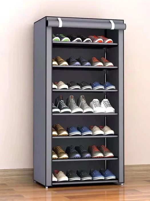 6/8/10-Layer Dustproof Shoe Cabinet Organiser — Non-woven, Space-saving