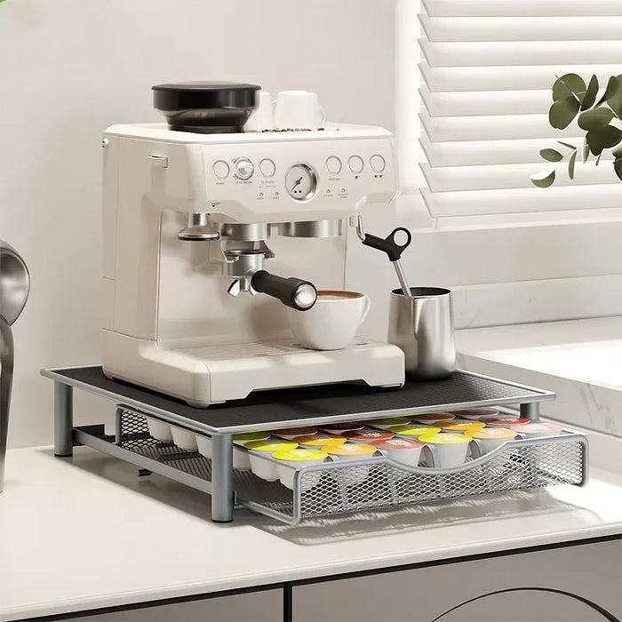 Metal Coffee Capsule Drawer Rack – 36-Capsule Desktop Storage Shelf