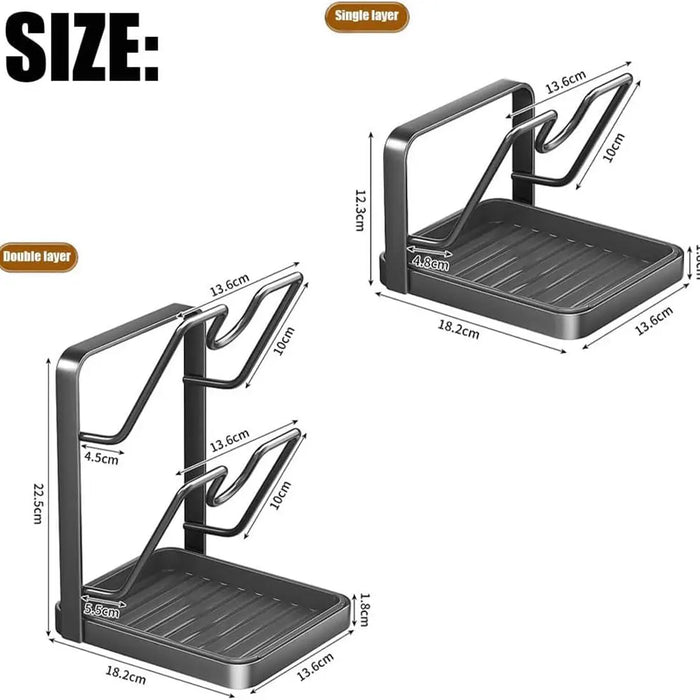 Pot Lid & Cutting Board Rack – Steel Holder, Single or Double Layer (White/Grey)