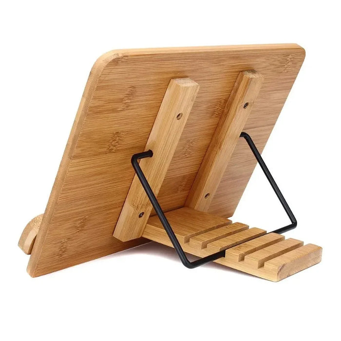 Bamboo Adjustable Book Stand – Portable Folding Book & Cookbook Holder 28×20cm
