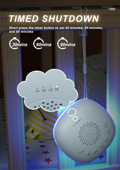 Portable White Noise Machine for Babies — Rechargeable, 6/10/20 Soothing Sounds