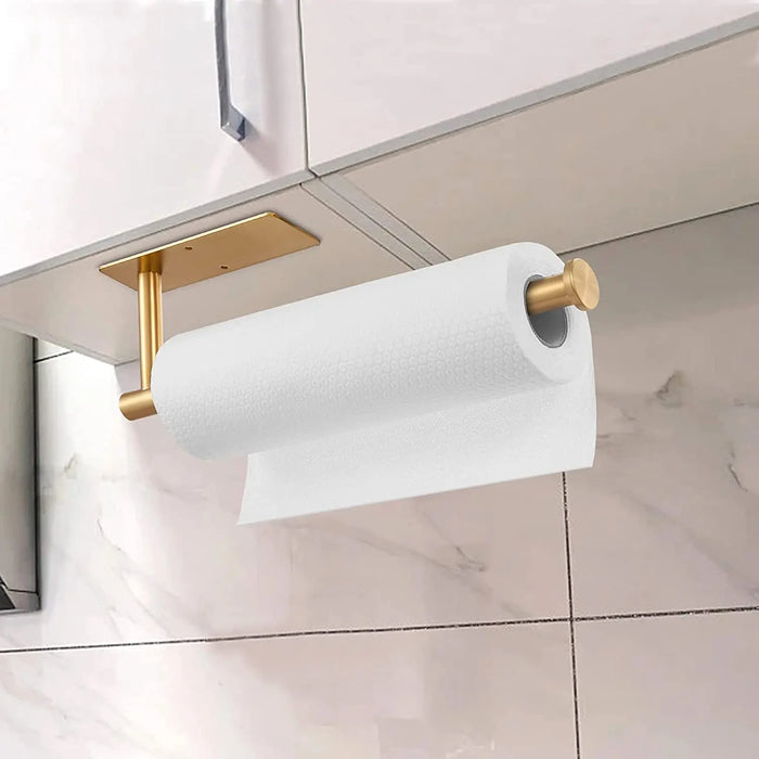 Stainless Steel Punch-Free Paper Towel Holder – Under-Cabinet Roll & Film Dispenser