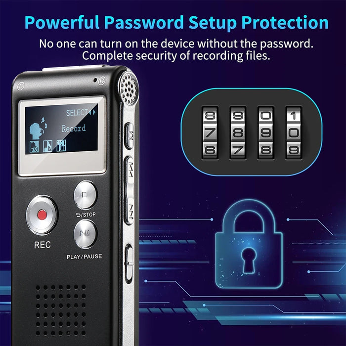 Digital Voice Recorder — 1536kbps, MP3 Player, USB & Voice‑Activated