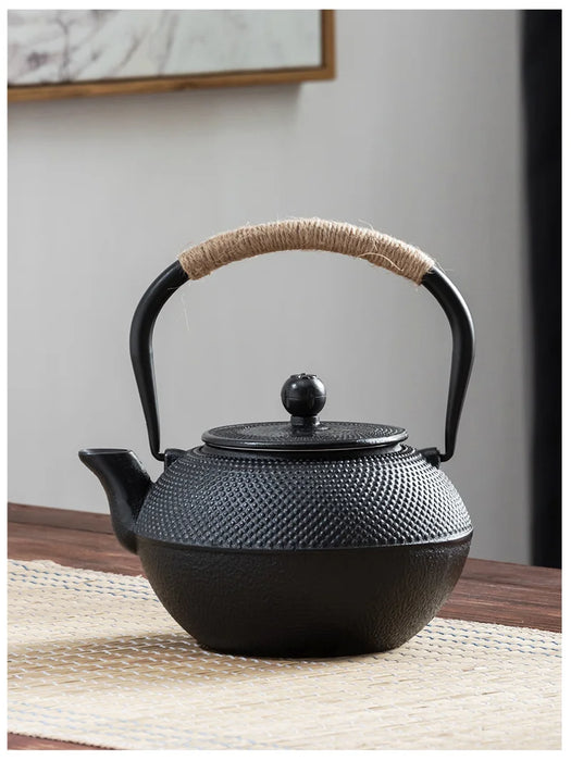 Cast Iron Teapot 900ml — Sakura Pattern with Tea Strainer