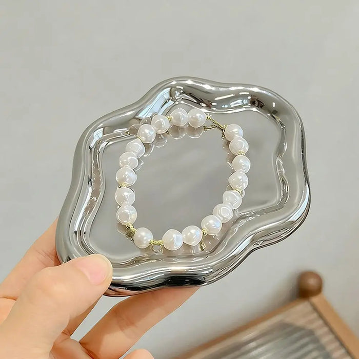 Cloud-Shaped Jewellery Tray – Plastic PP Organiser (19.5×13.5×1.5cm) – White or Silver