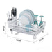 Countertop Dish Drainer with Drainboard & Utensil Organiser — Wrought Iron, Single-Layer (White/Black)