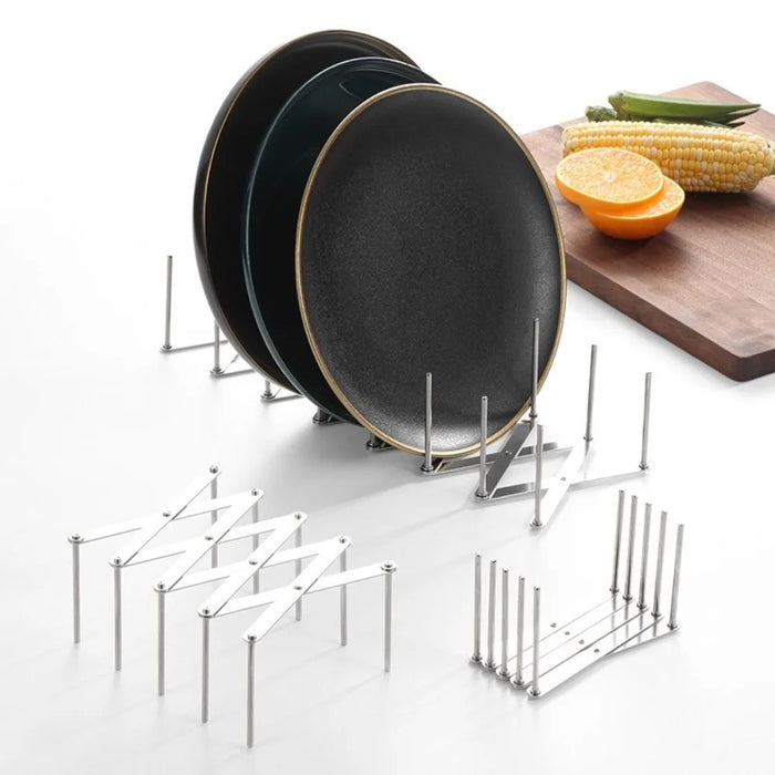 Retractable Stainless Steel Pot Lid Rack — Adjustable Foldable Kitchen Organiser