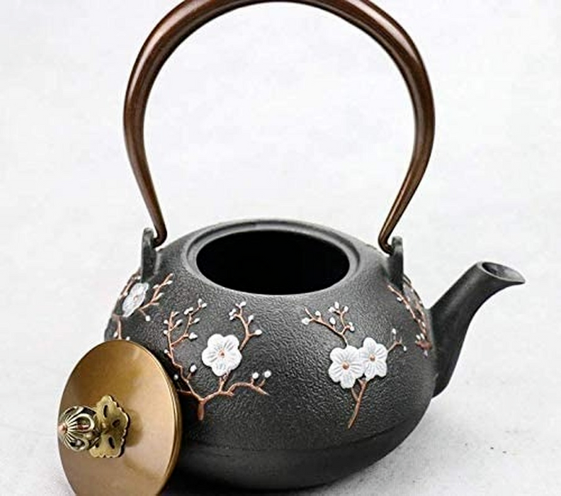 Cast Iron Peanut Teapot Kettle — about 1.0 L (Black)