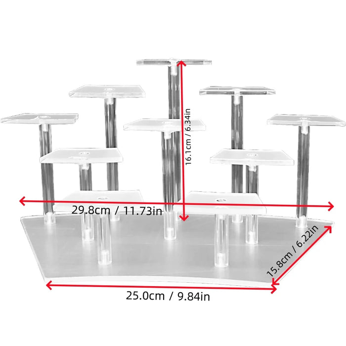 8/10-Tier Acrylic Display Riser Shelf — Layered Stand for Action Figures, Perfume & Desserts
