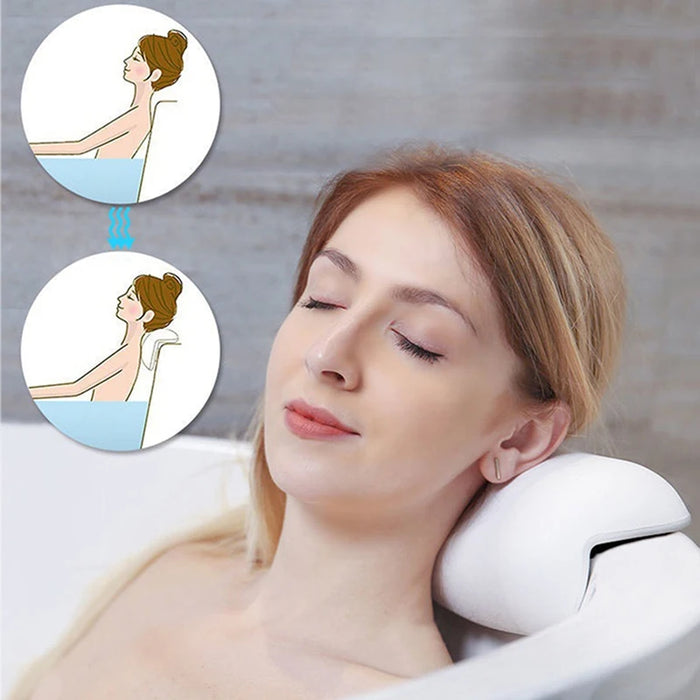 Spa Bath Pillow with Suction Cups – Soft Waterproof PU Neck Cushion