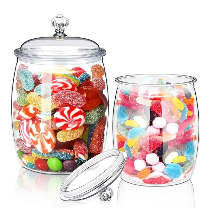 Airtight Clear Plastic Food Canister – 2.2 / 3.8 / 6.5L Flour, Cookie & Candy Jar with Lid
