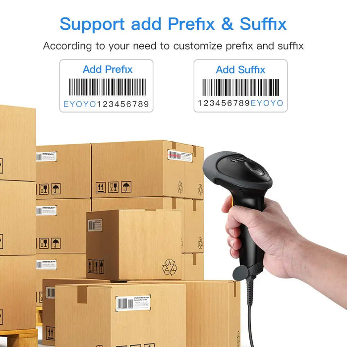 Eyoyo EY-H2 Handheld 2D USB Barcode Scanner — Wired QR, PDF417 & DataMatrix Reader for POS and Inventory