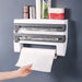 Wall-Mounted Wrap Dispenser with Cutter — Grey ABS, 39 x 24 x 10 cm