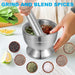 18/8 (304) Stainless Steel Mortar & Pestle Set with Non-Slip Base - Silver