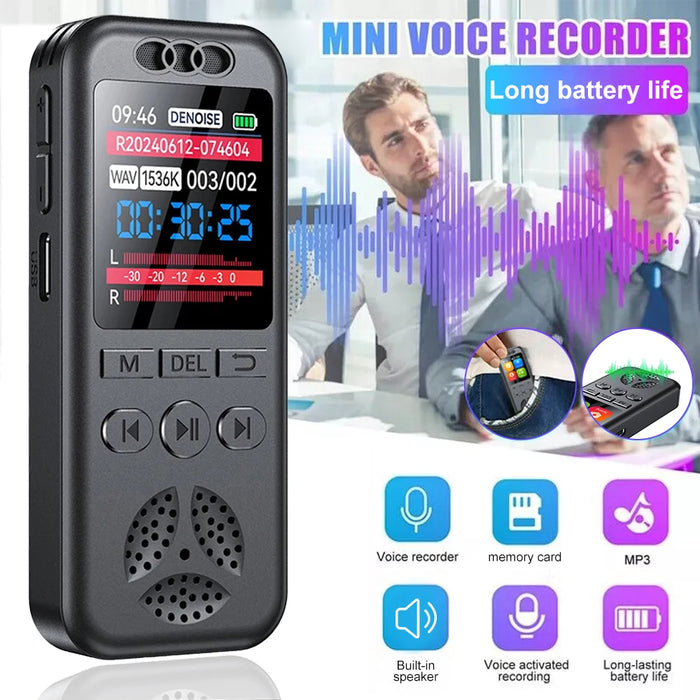 SU7 Digital Voice Recorder — 1536kbps WAV, Voice‑Activated, Up to 72 hrs