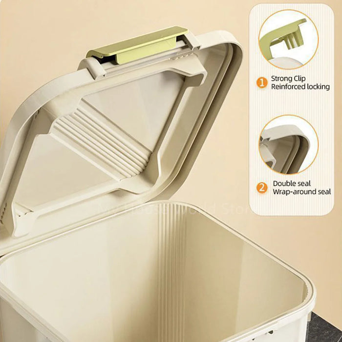10kg Rice Storage Container – Sealed Grain Dispenser with Buckle & Measuring Cup