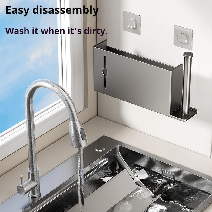 Adhesive Under-Cabinet Paper Towel Holder - Punch-Free Roll Dispenser