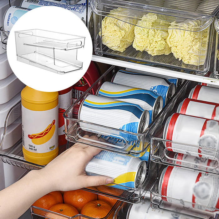 2-Tier Rolling Can Dispenser – Expandable Fridge Can Organiser