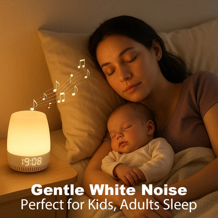 White Noise Machine with Night Light — Portable USB Rechargeable, 19 Soothing Sounds