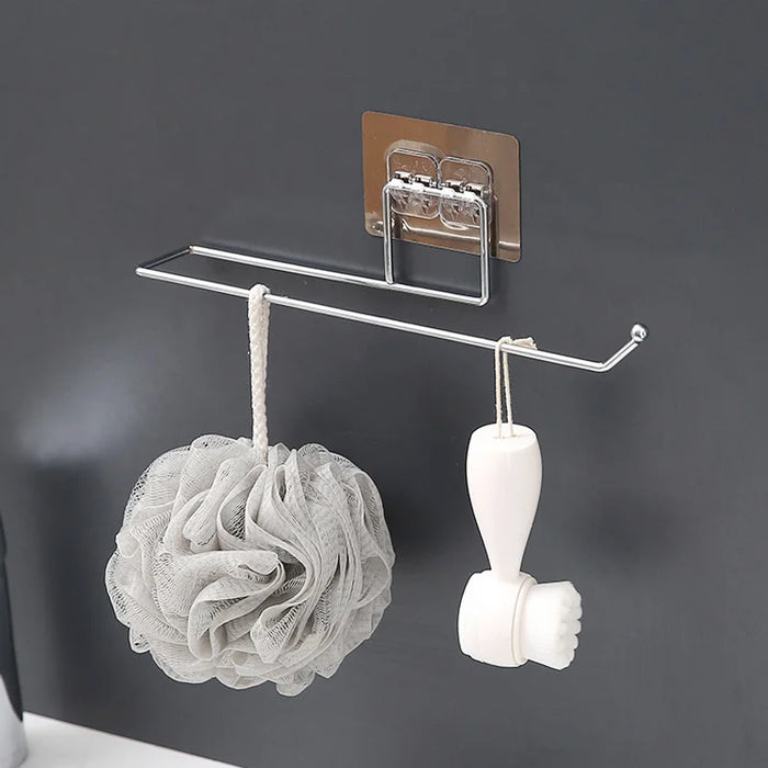 Drill-Free Stainless Steel Wall-Mounted Paper Towel & Toilet Roll Holder