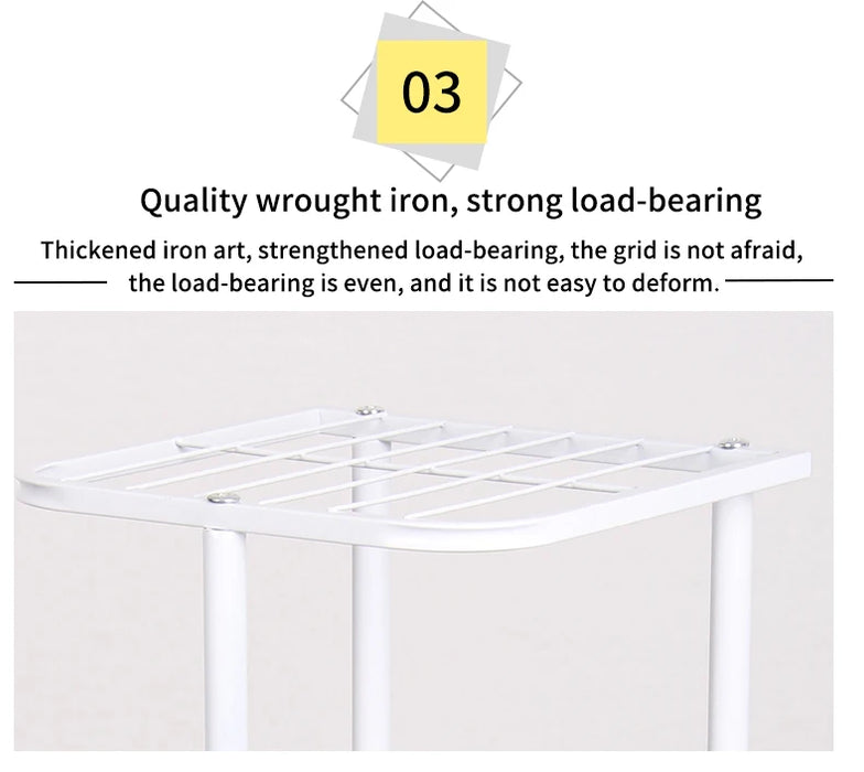 Metal Plant Stand — 4/6/8-Tier Flower Pot Rack, White or Dark Grey