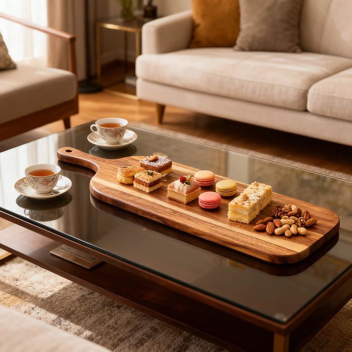 Acacia Wooden Cutting Board with Handle — Chopping & Serving Board (about 38cm & 41cm)