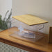 Reusable Plastic Medicine Box with Bamboo-style Cover — Black, Solid-colour