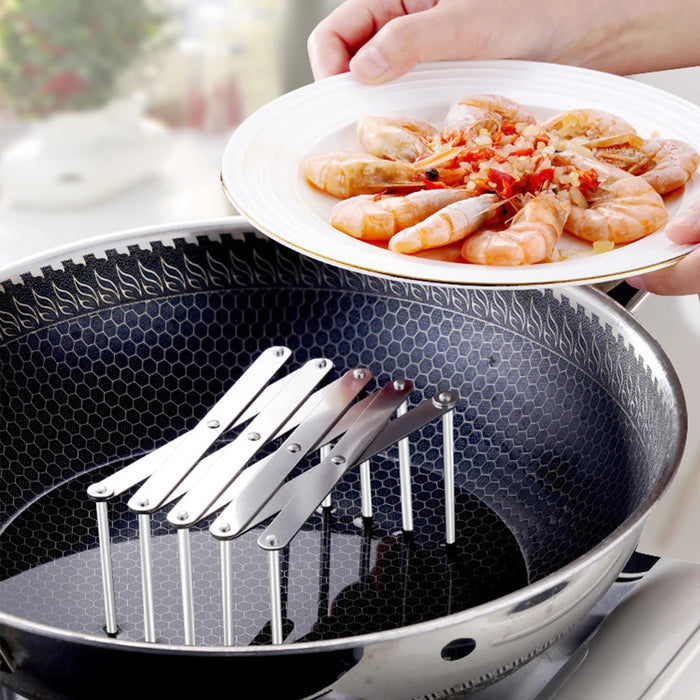 Retractable Stainless Steel Pot Lid & Plate Rack — Foldable Kitchen Storage