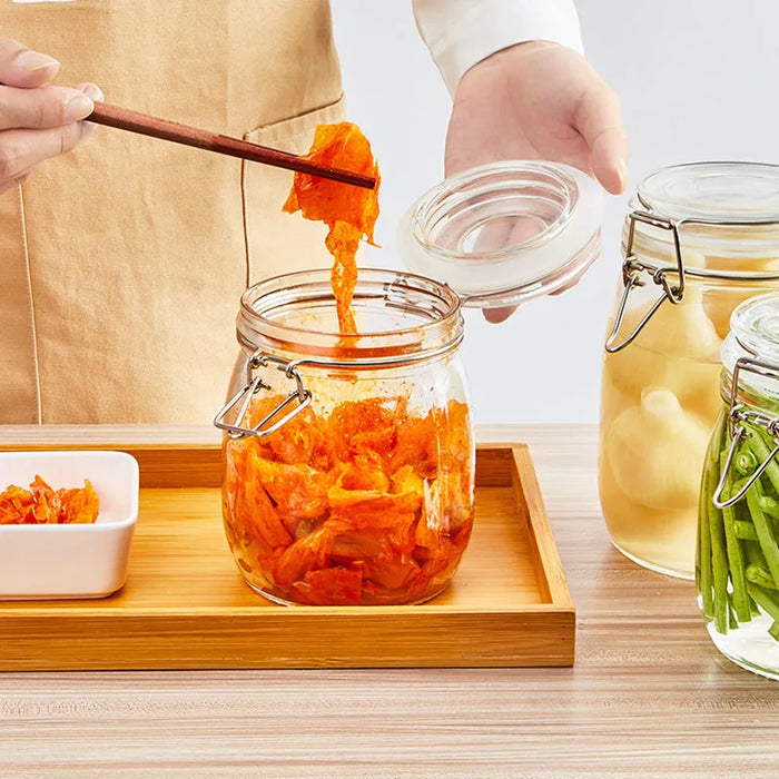 Sealed Glass Jars with Clip Lids — Airtight Food-Grade Storage (500–1000ml & 3‑piece set)