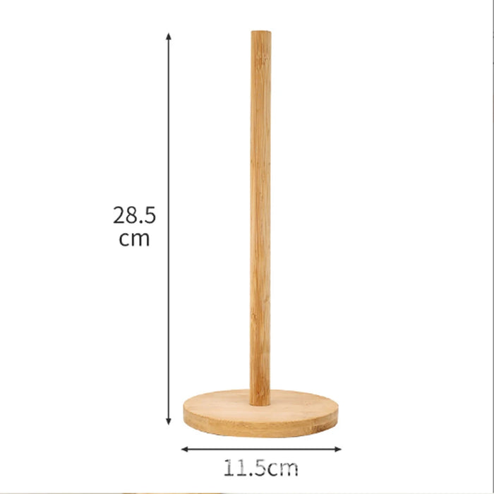 Bamboo Paper Towel Holder — Vertical Wooden Roll & Cling Film Organiser