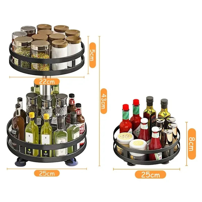 Rotating Kitchen Organiser — 360° Stainless Steel Turntable, 1/2/3-Tier (10-inch)