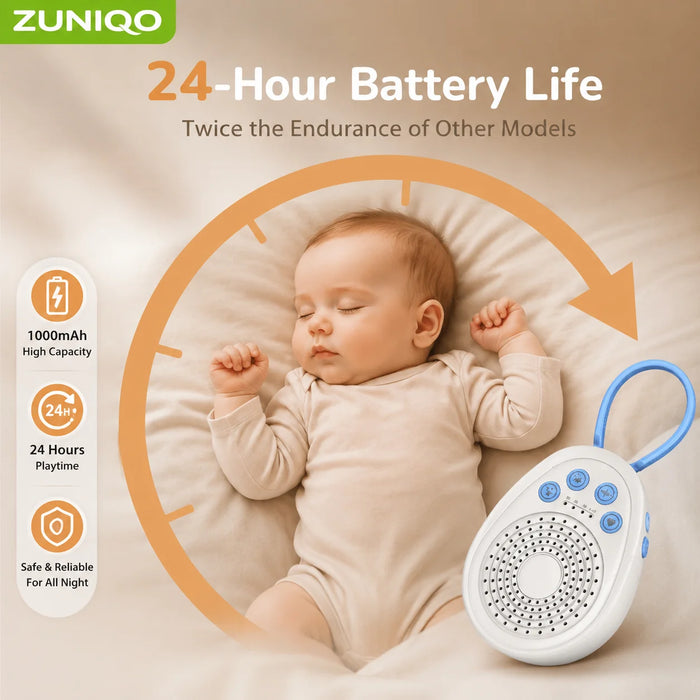 Portable White Noise Machine for Babies — 20 Soothing Sounds, USB Rechargeable & Battery