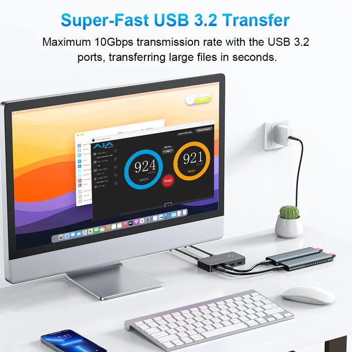 RSHTECH USB‑C KVM Switch RSH‑A201C — 2 Computers, 4 USB Devices, Controller