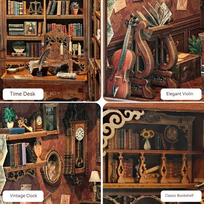 Time Book House DIY Retro Wooden Booknook — Miniature Bookends Kit