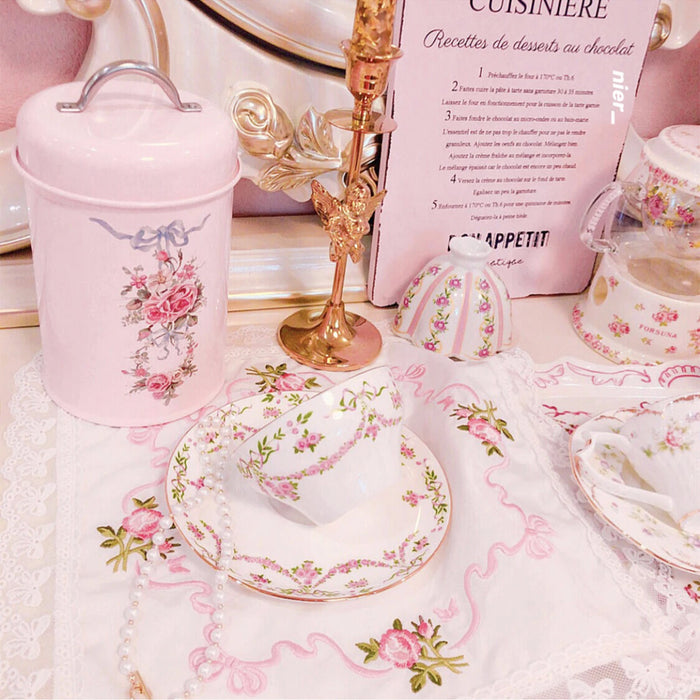 Pink Metal Canister Tins – Pack of Two – Tea, Coffee & Sugar Storage (18 x 10.5 cm) Airtight